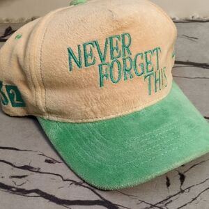 Never Forget This Embroidered Two-Tone Cap - Green and Tan